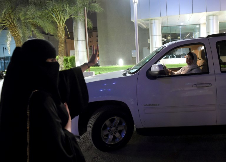Women in Saudi Arabia officially drive for the the first time after lifting long-ban on female drivers. (Photo: AFP)